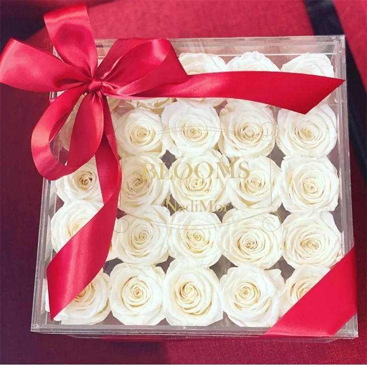 Wholesale Preserved Bouquet Box Clear Acrylic Flower Box with Lid for Florist Supplier
