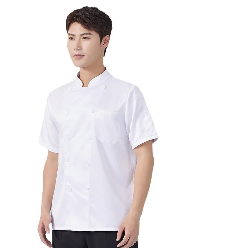 Large size chef dress custom logo printing large short sleeve hotel restaurant canteen kitchen wholesale 300 catties can be worn