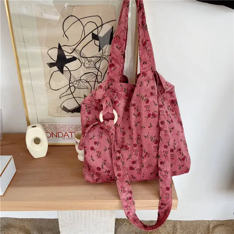 YIMYIK 2022 New Fashion Leopard Print Ladies One-shoulder Bags Retro Canvas Women Casual Tote Handbags