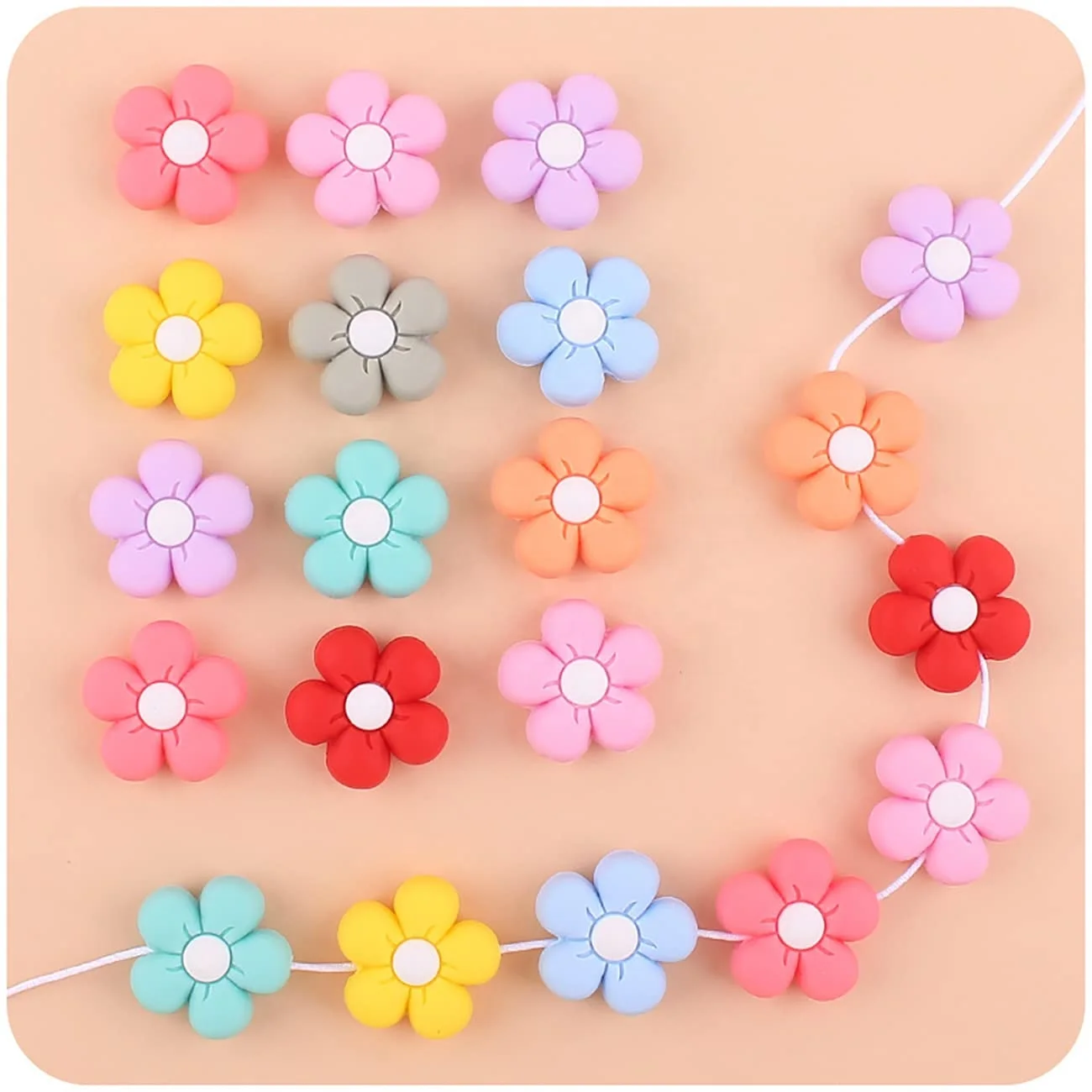 Summer Colorful Cartoon Loose Silicone Spacer Beads for Adults DIY Bracelets Necklaces  Daisy Flower Silicone Bead
