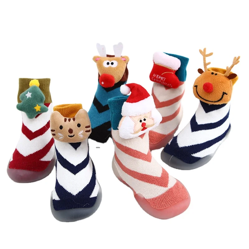 JX-I-1151 Custom design socks winter thickened Christmas socks shoes baby toddler shoes