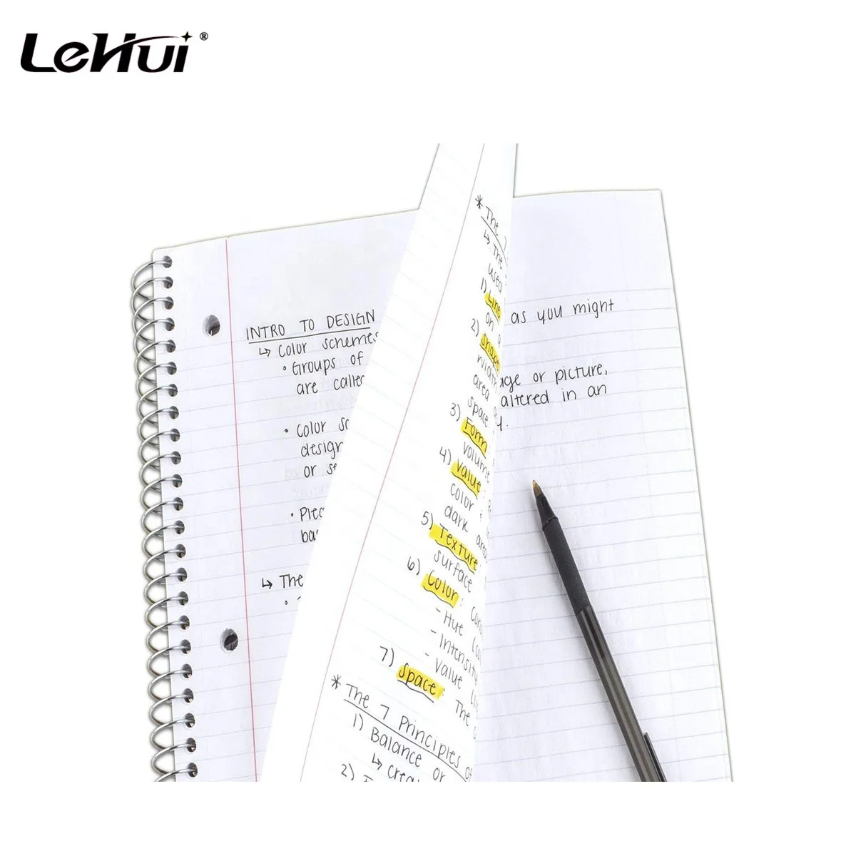 Amazon Hot Sale 100 Sheets Assorted Colors 6 Packed 11 inches x 8-1/2 inches Spiral Notebooks With1 Subject College Ruled Paper