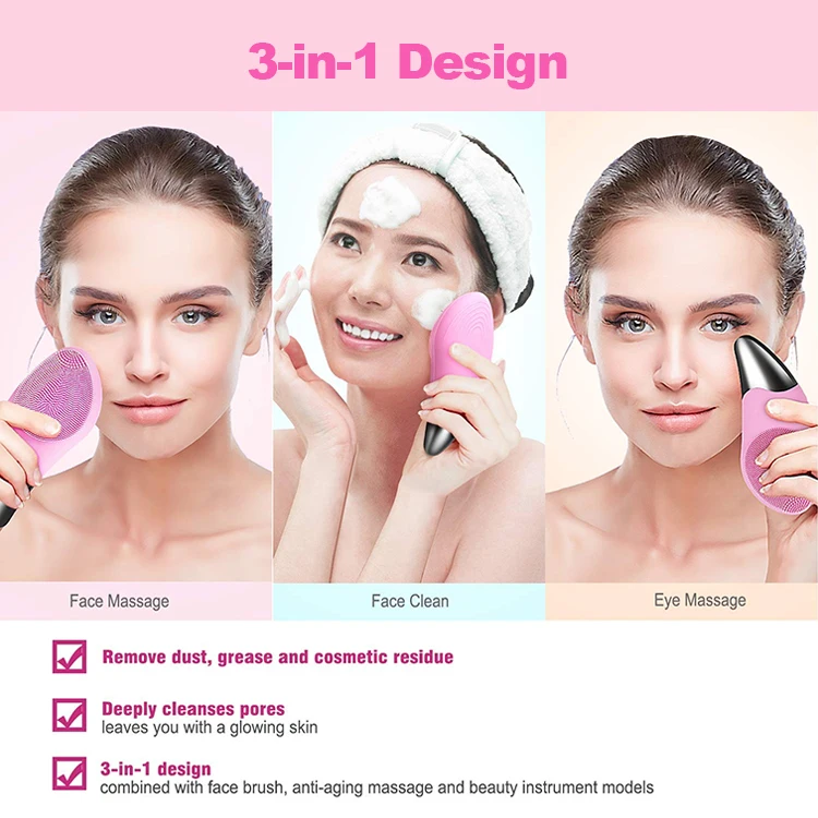 Wholesale Silicone Face Scrubber Exfoliator Electric Facial Cleansing Brush Silicone Face Brush Facial Cleansing Brush