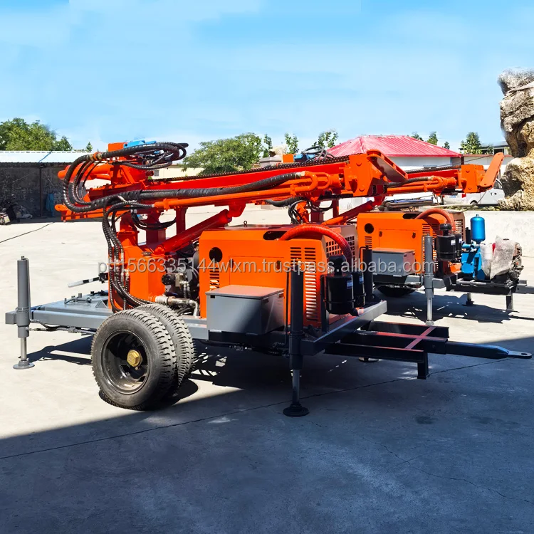 300m 4 Wheeled China Pneumatic Water Well Drilling Machine Rig Small Mini Borehole Water Well Drilling Rig for Sale