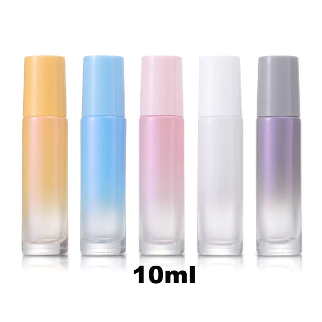 Hengjian 10ml graduated pearl roll on glass bottle 1 / 3 oz glass roller ball cosmetic essential oil perfume container