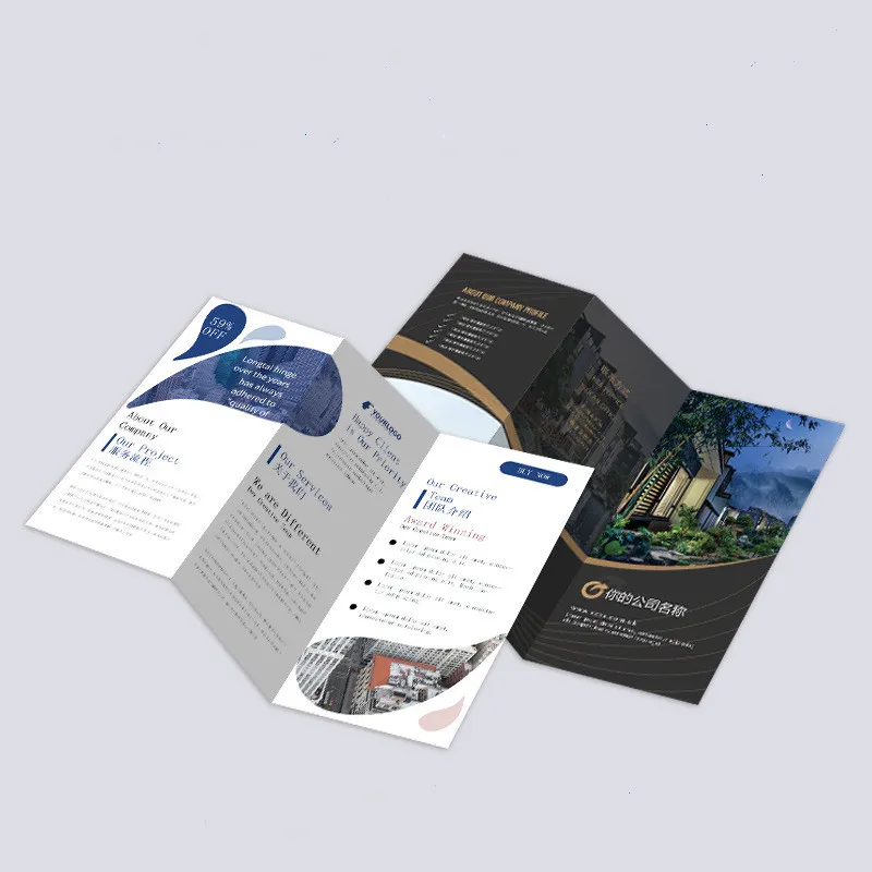 OEM Printing Service A2 A3 A4 A5 A6 Customized Folding Flyers/Manual/ Pamphlets 3 Fold Flyer For Business