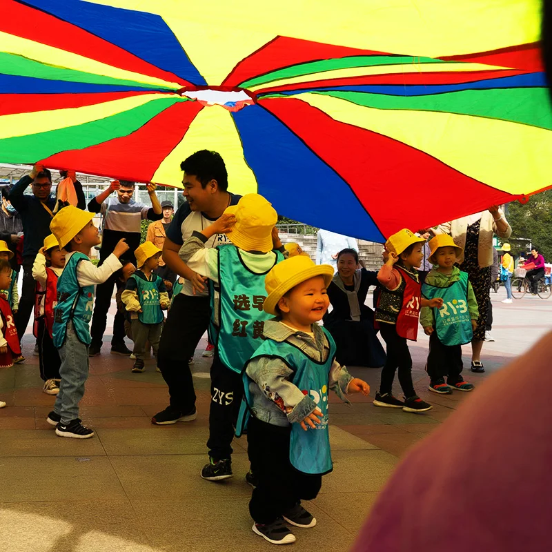 Outdoor Kid Play Parachute Colorful Rainbow Big Parachute Toy12ft With 8 Handles 20ft 16handles