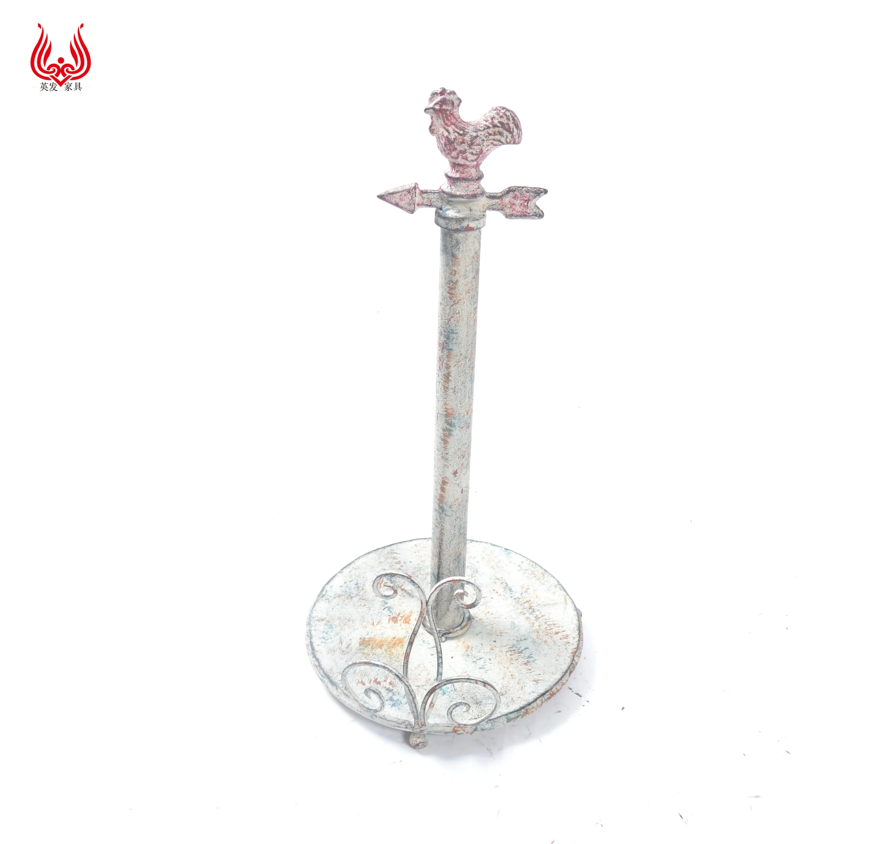 YINFA Retro Cast Iron Cock Top with Arrow Decor Toilet Kitchen Freestanding Paper Towel Holder Toilet Paper Holder Stand
