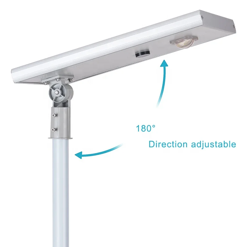 Direction adjustable aluminum 40w integrated solar led street light with pole 6m