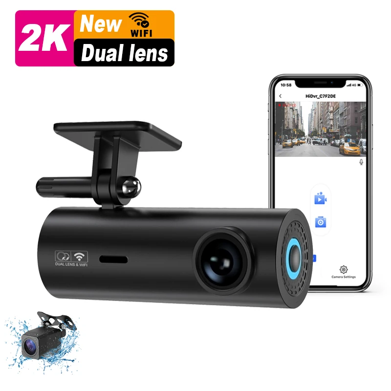 Supplier mini wifi 2k dash camera dual lens front and rear double camera car dvr 2k dashcam wifi with app 2k dash cam