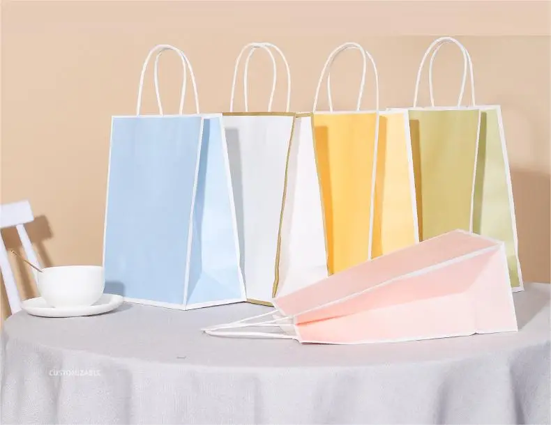 Reusable Paper Bag Custom Printed Logo Recycle Grocery Tote Bag Reusable Supermarket Grocery Shopping Bags