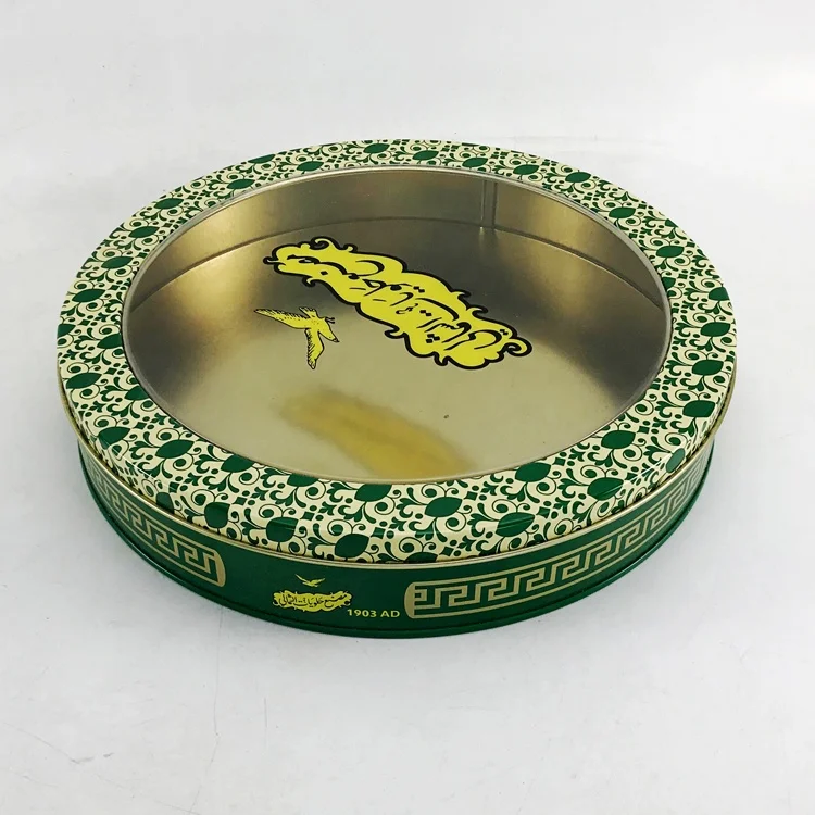 Wholesale Custom Printed Food Grade Round Metal Gift Biscuit Cookie Cake Candy Tin Box With Window