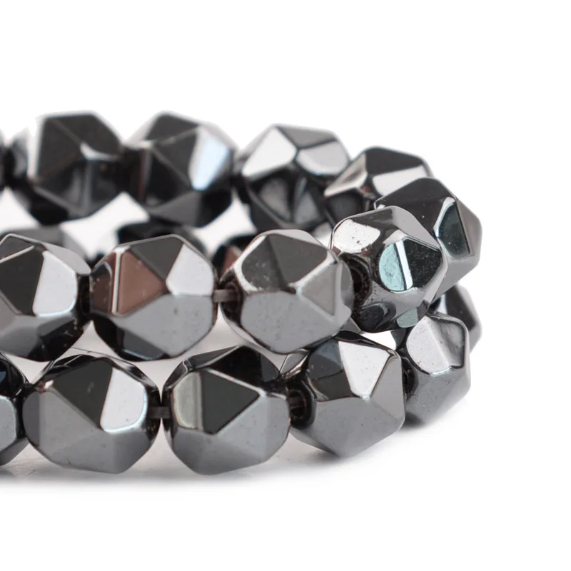 Wholesale Handmade 8mm Diy Magnet Beads Natural Stone Faceted Black Hematite For DIY Making Bracelet