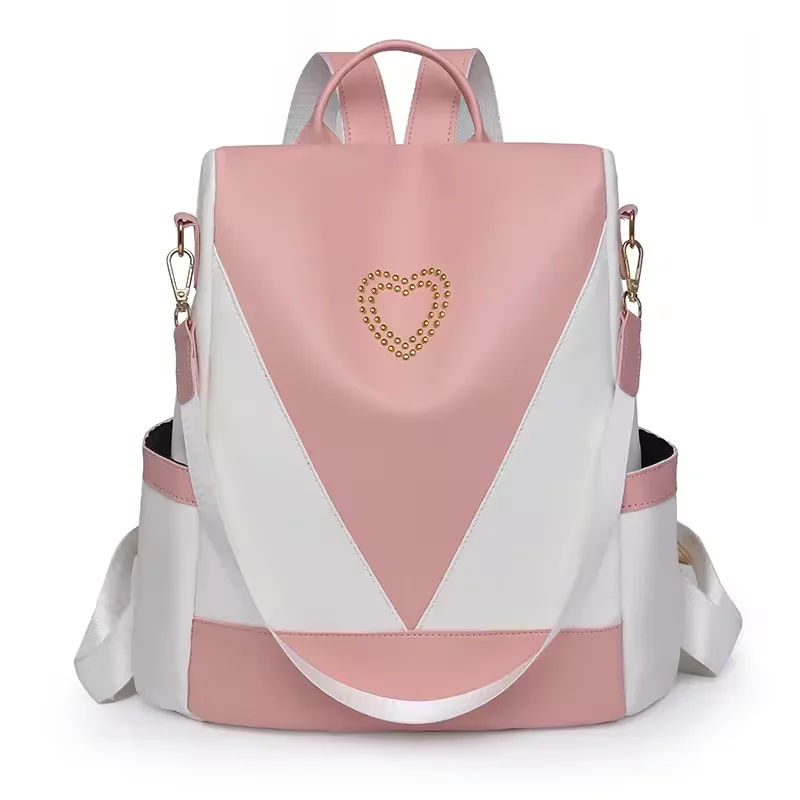 Large Capacity Anti-Theft Casual PU Backpack Ladies Girls Custom LOGO Soft PU Leather Travel Bag Handle Model Number Red 1kg