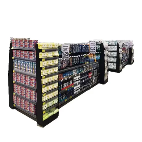factory price multi layers steel supermarket shelf/ high quality metal double/single sided fixed/rotary used gondola shelves
