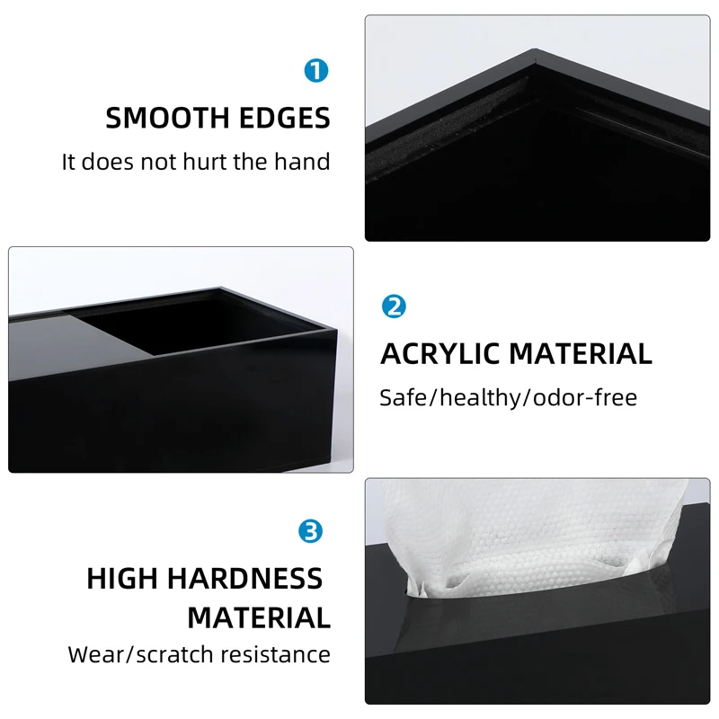 Acrylic Tissue Box Cover Clear Tissue Holder Napkin Dispenser for Home Office Restaurant