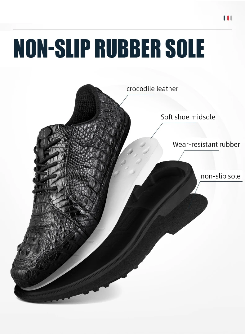 Luxury Casual Custom Spike Sport Shoes Crocodile Leather Golf Shoes For Men Leather Breathable Waterproof Antiskid Golf Shoes