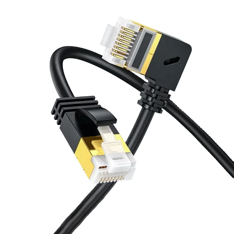 High quality Cat7 Ethernet Cable RJ45 Right Angle UTP Network Cable Patch Cord 90 Degree Bare Copper Flat CAT8 Network Cable