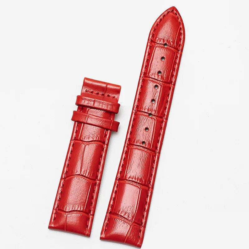 Genuine Leather Watch Band 10 12 13 14 15 16 17 18 19 20 21 22 24 Slub Grain Crocodile Pattern Calfskin Waterproof Leather Strap