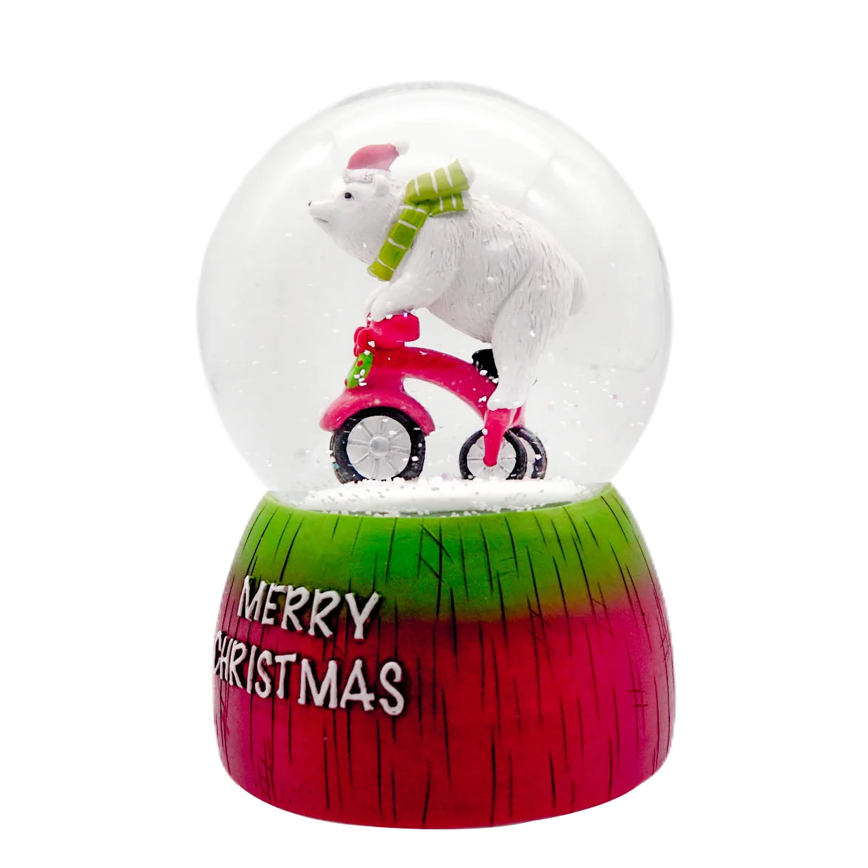 FREE SAMPLE Polar bear music crystal ball decoration resin glass polar bear riding tricycle