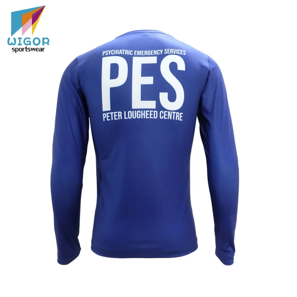 Микро-мягкие волокна узкого кроя Полный сублимации изготовленная на заказ Мужская футболка с длинным рукавом, сдавливающие футболки