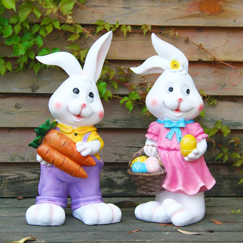 Glass fiber reinforced plastic sculpture simulation rabbit cartoon animal outdoor garden landscape sketch garden decoration