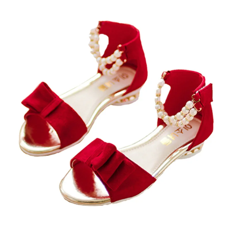 2020 летние милые сандалии для девочек большие детские замшевые сандалии с белым жемчугом обувь принцессы