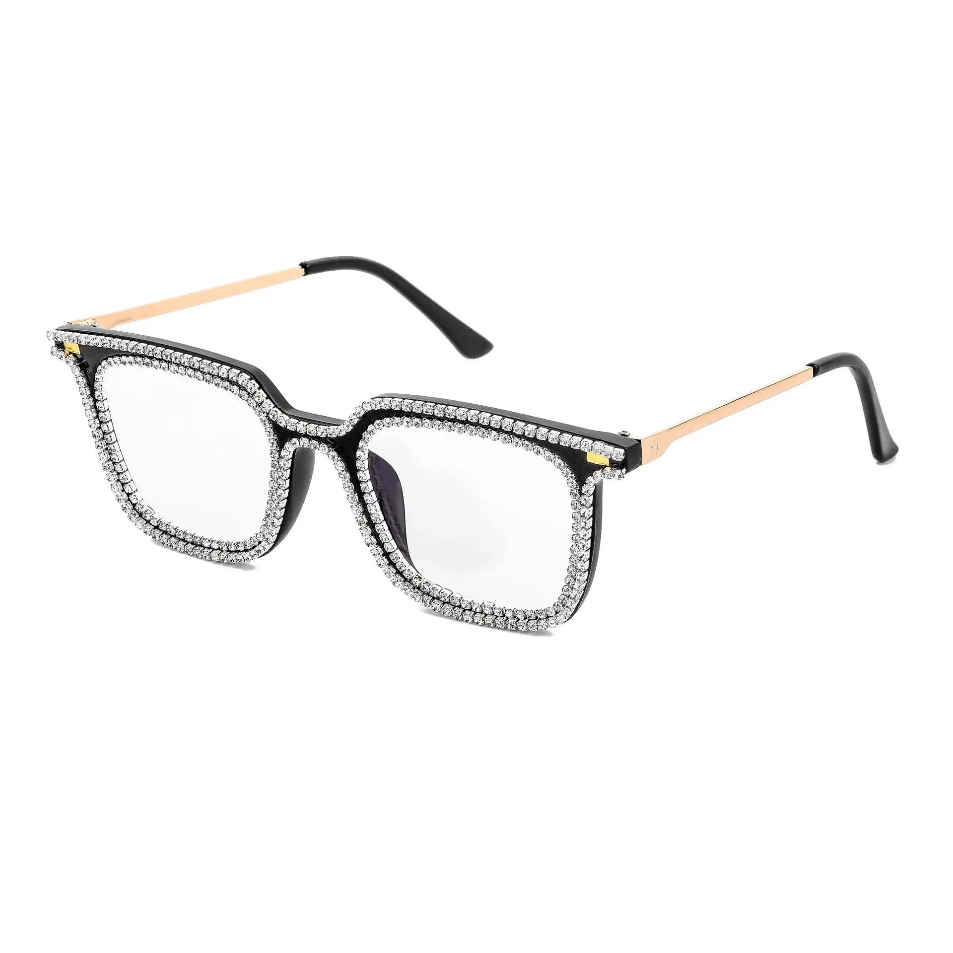 Myopia Hyperopia Women sunglasses vintage clear lens glasses ladies luxury rhinestone decoration sunglasses men optical