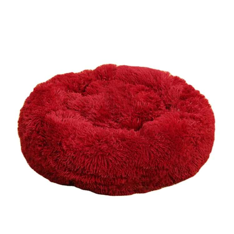 Warm winter round plush cat litter kennel removable and washable pet bed pet dog mattress pet mat