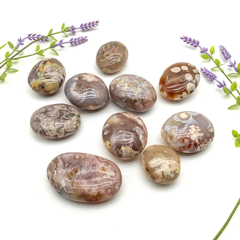 Wholesale Crystal Gemstone Flower Agate Palms Polished Cherry Blossom healing stone Agate Palm Stones for sale