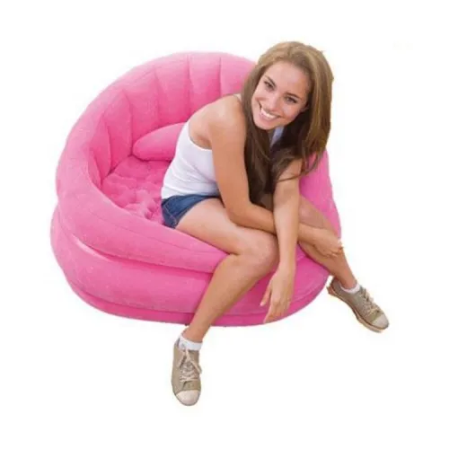 Party Camping Relaxing Pink Inflatable Flocked Arm Chair Sofa Lounger