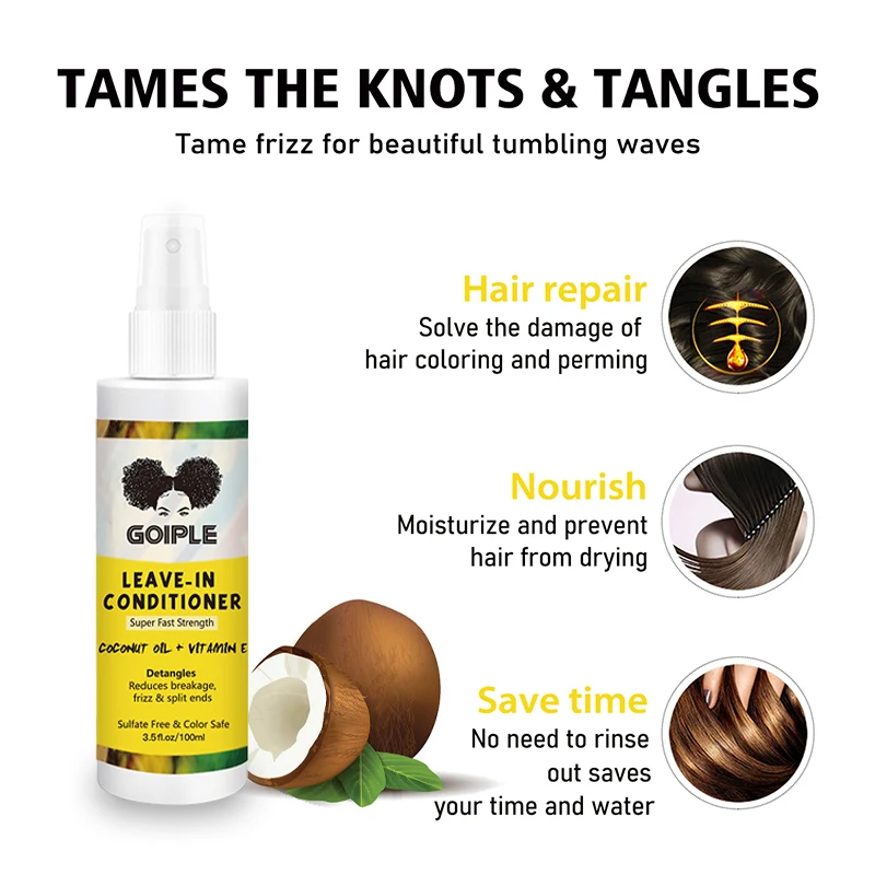 Wholesale Natural Tea Tree Hair Detangler Leave-In Cream Spray African Hair Serum Leave In Conditioner Milk Spray for Curly