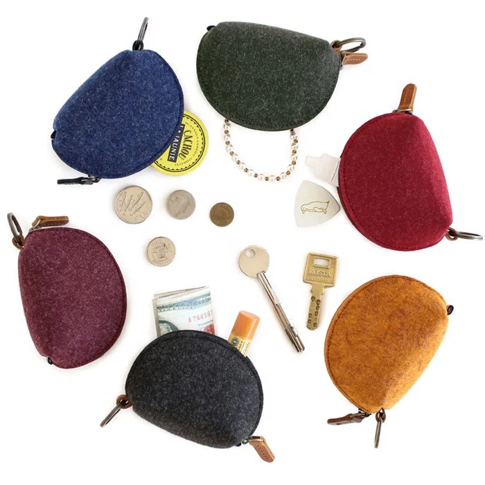 Hot selling various colors, basic felt keys, lipstick, PVC coin wallet, zipper bag