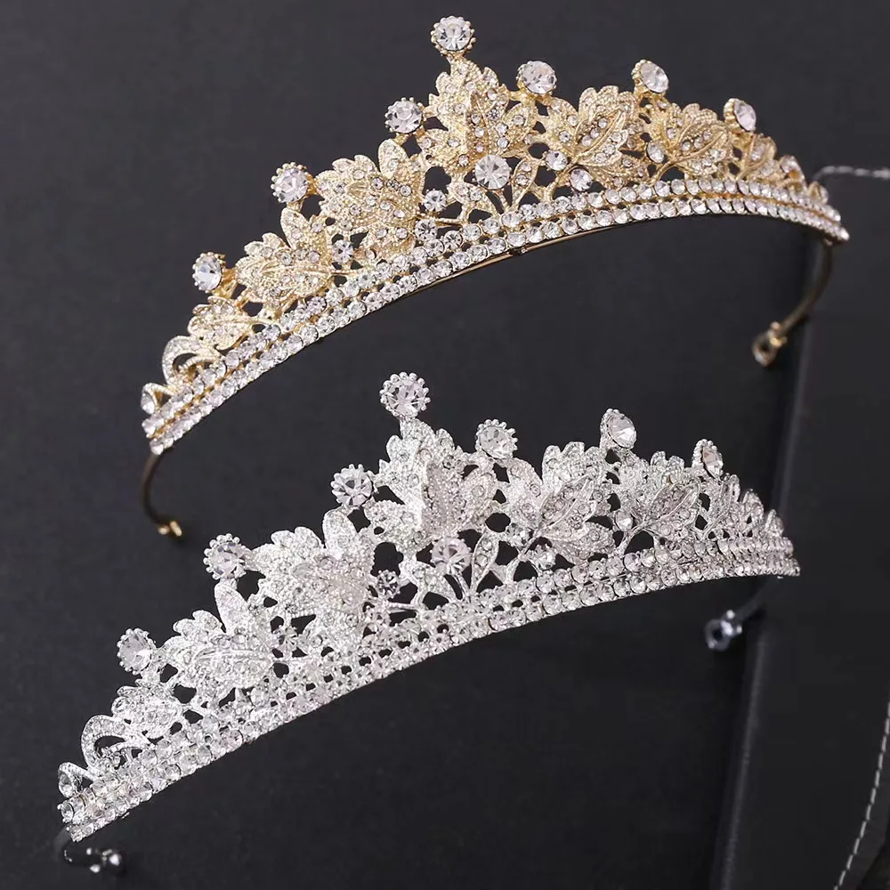 Тиара для конкурса Хрустальная свадебная корона для волос корона для девочки принцесса цветок и лист бриллиант тиара Корона