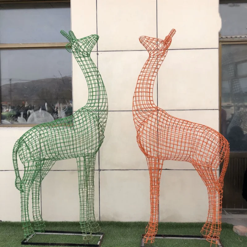 Customized popular large giraffe modern metal art craft outdoor decorative animal statue stainless steel garden sculpture