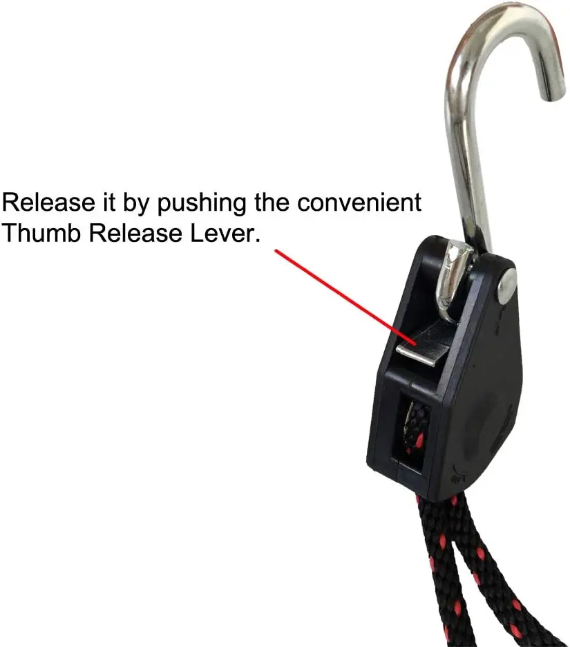 Ratcheting Tie Down Rope Hanger Pulley Stainless Steel Gears Ratchets, heavy duty Polyester 150 lbs Weight Capacity
