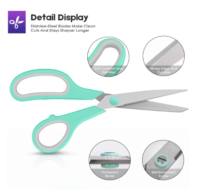 Multipurpose Scissors Bulk Ultra Sharp Shears Comfort-Grip Sturdy Scissors for Office Home School Sewing Fabric Craft Supplies