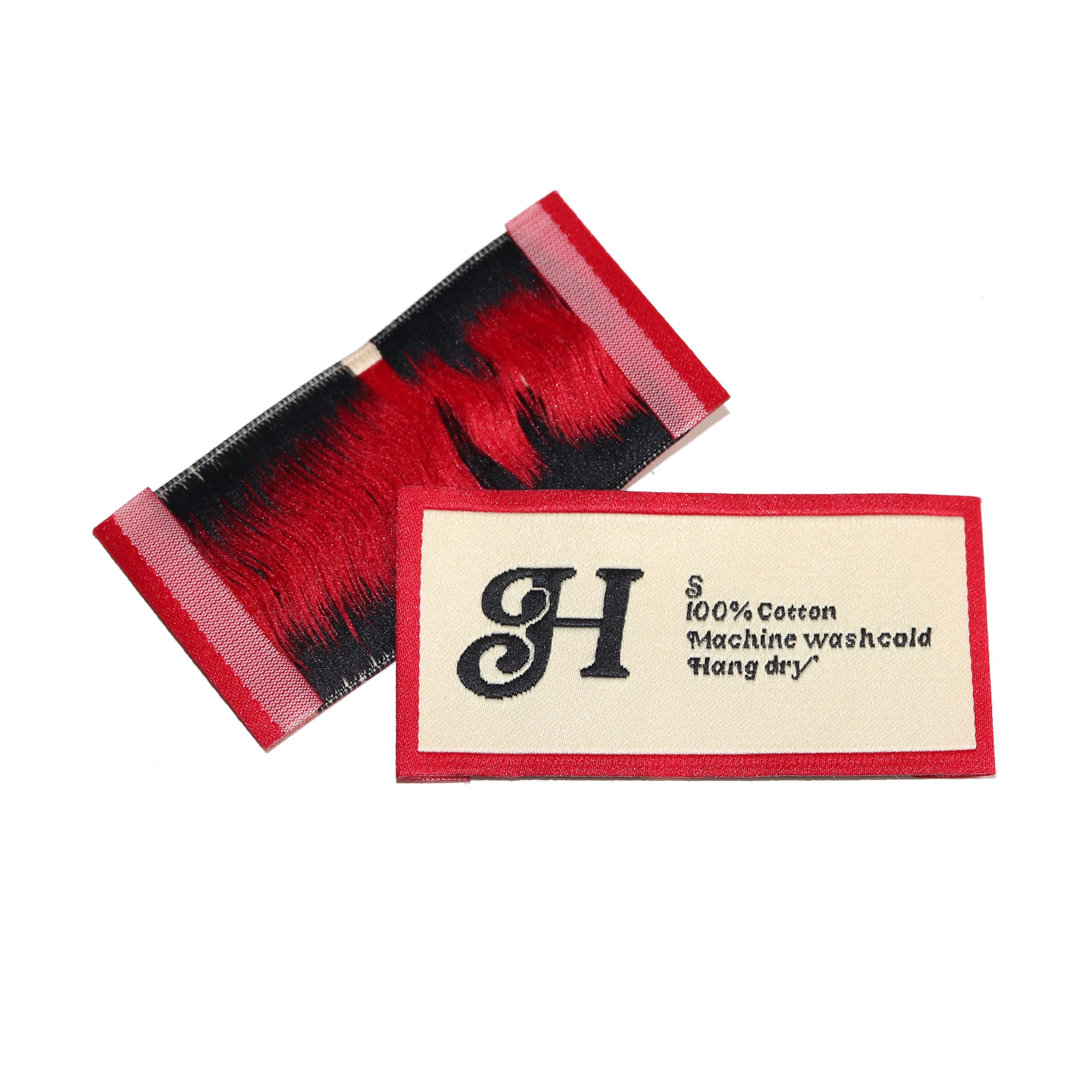 High Quality Customized Private Design Woven Damask Colorful Log Tag Wholesale Woven Label Private Red Labels For Clothing Label