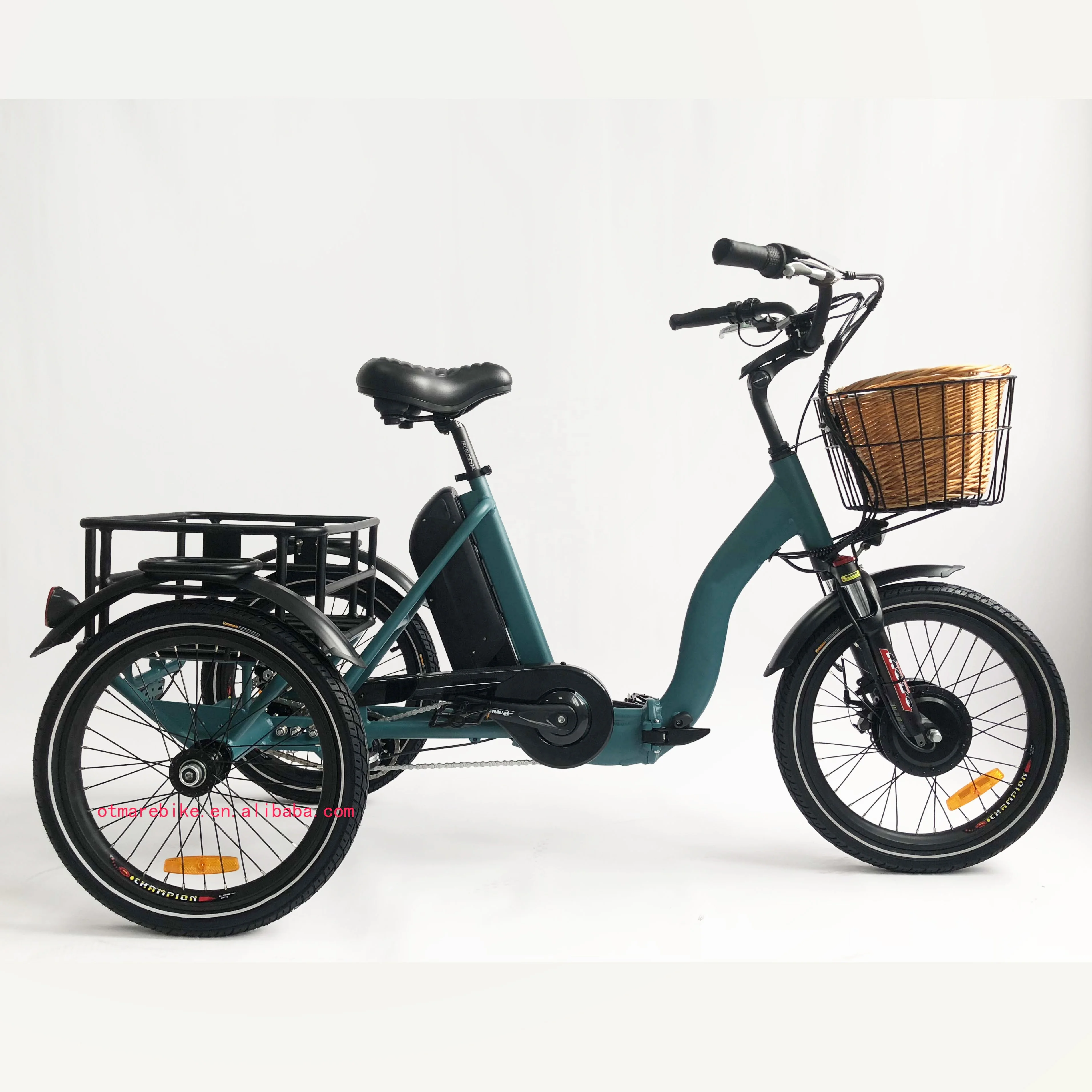 20 inch city electric bike 3 wheel front drive mini tricycle electric bike cargo rear basket urban electric bicycle