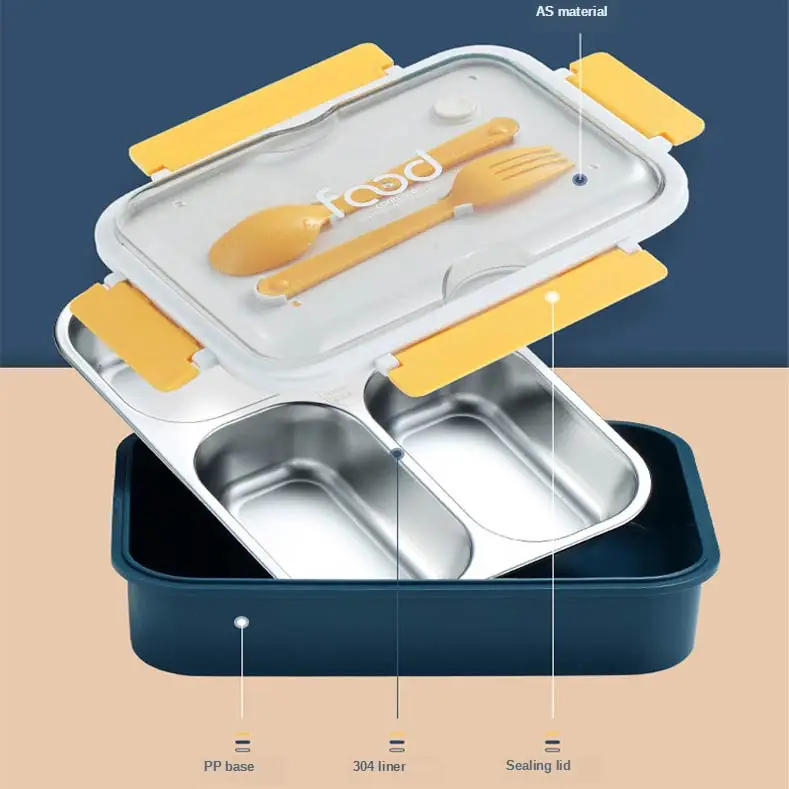 Food heating box kid tiffin lunch box bento box stainless steel leak proof food containers in bulk