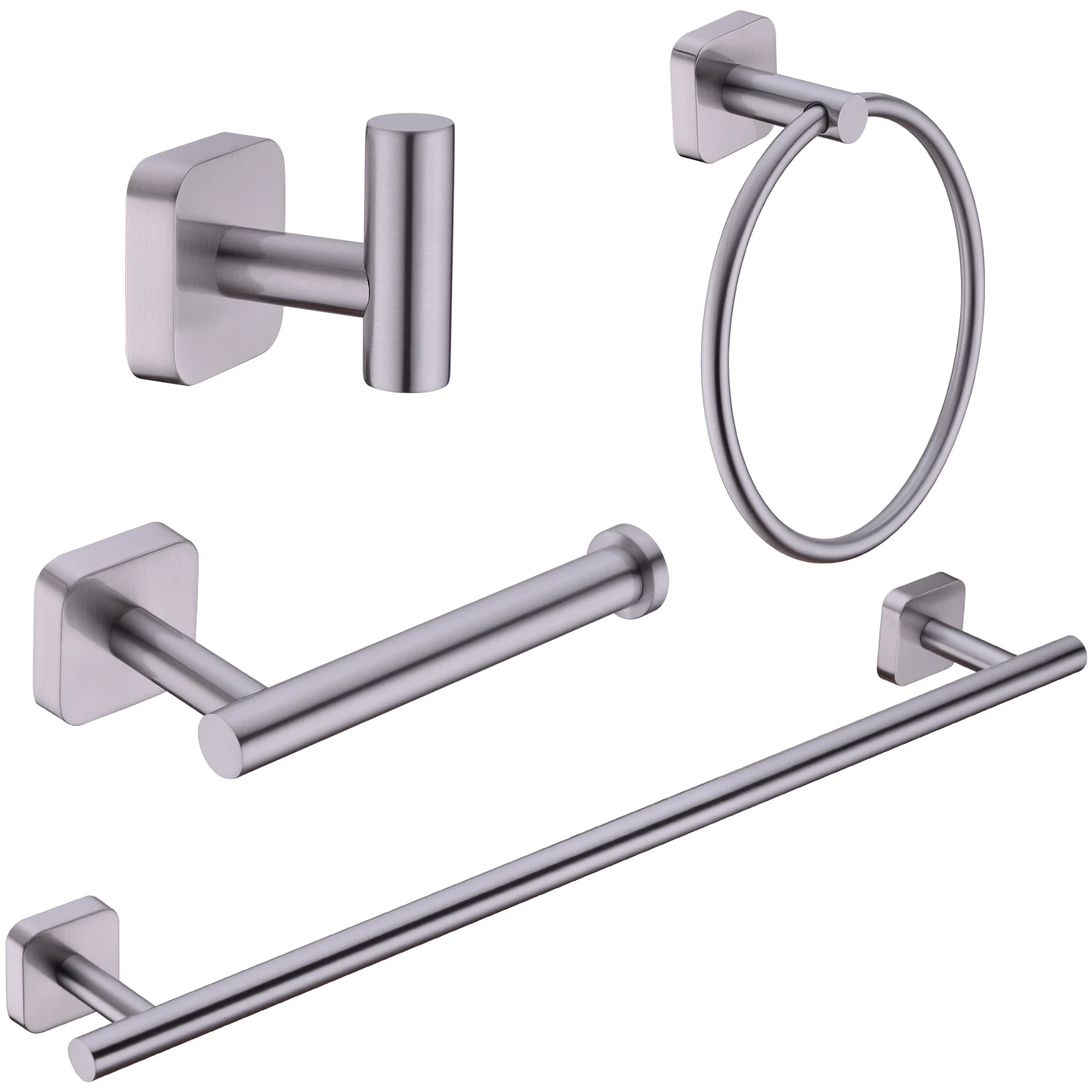 Wholesale Price Bathroom Hardware 4 Pcs Set Towel Bar Rail Stainless Steel Bathroom Accessory set