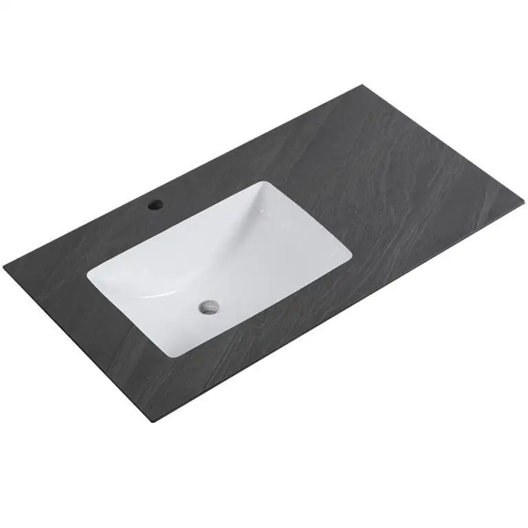 Sintered stone vanity Bathroom single sink rock slab vanities and sinks washbasin table top wash basin design