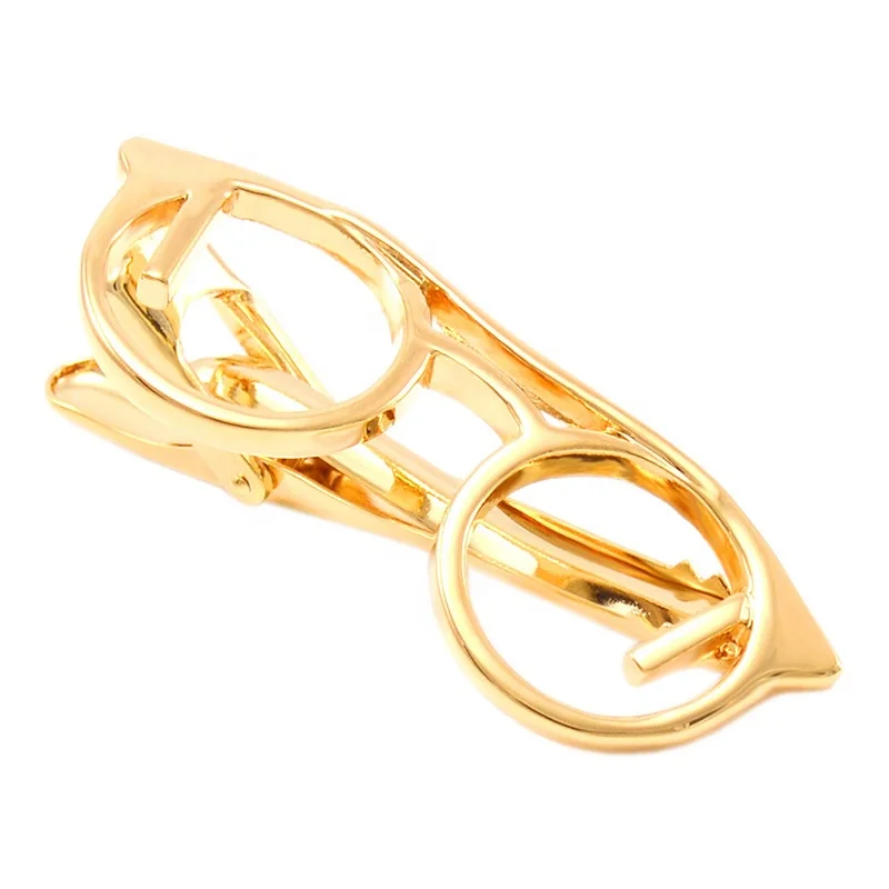 SAVOYSHI Trendy Glasses Design Tie Clips for Men Necktie Tie Bar Clasp Tie Pin Fashion Special Mens Gift Free Carving Name