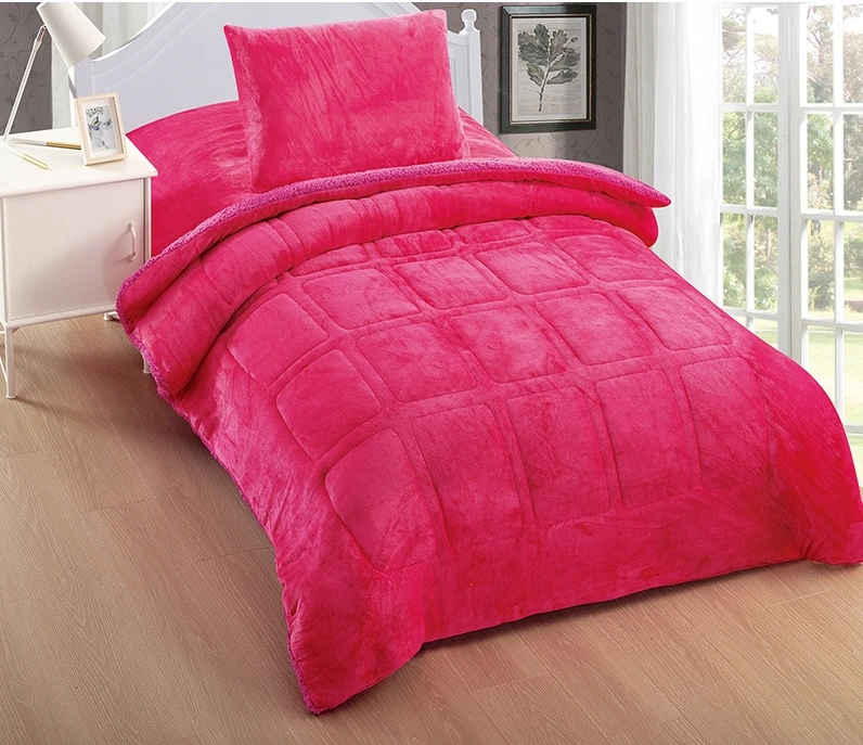 Wholesale 7 piece comforter sets Plush Velvet Solid Plain Comforter Set super king comforter set with pillow case for bedding