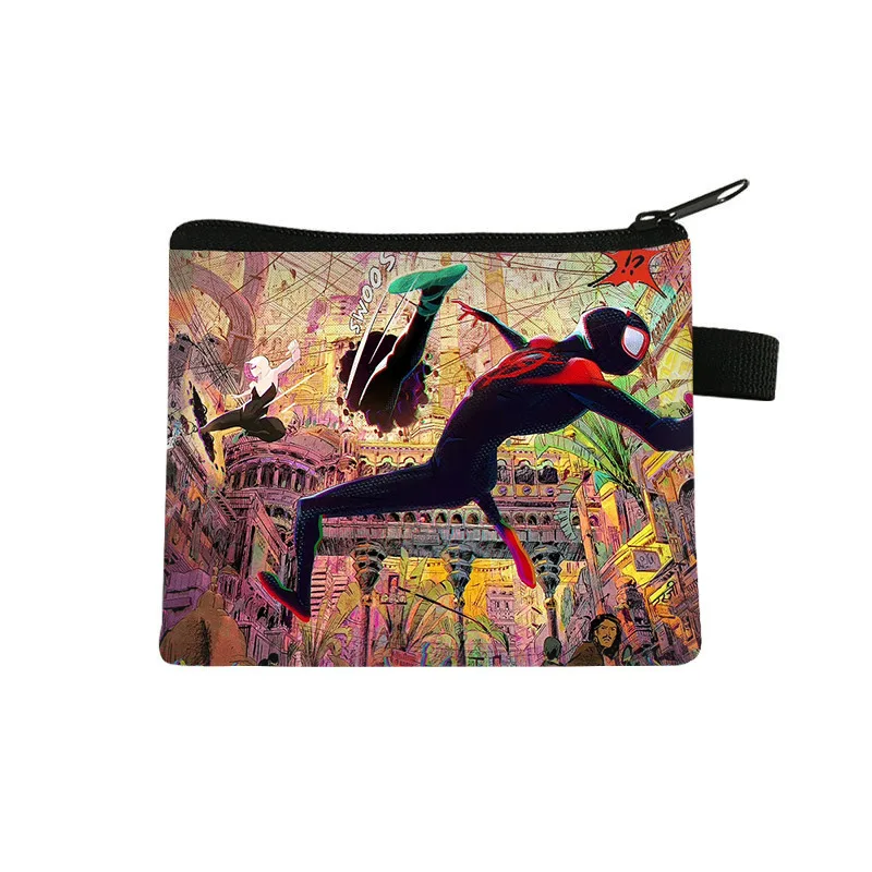 New Cartoon Cool Anime Polyester Coin Purse Bag With Zipper Kids Cartoon Spider Coin Purse For Children Hold Money Coin Wallet