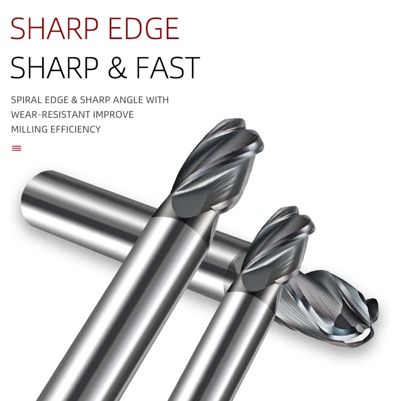 Endmill Manufacturer Cnc Tools Carbide End Mill Tungsten Steel Ball End Milling Cutter For CNC Cutting Tool