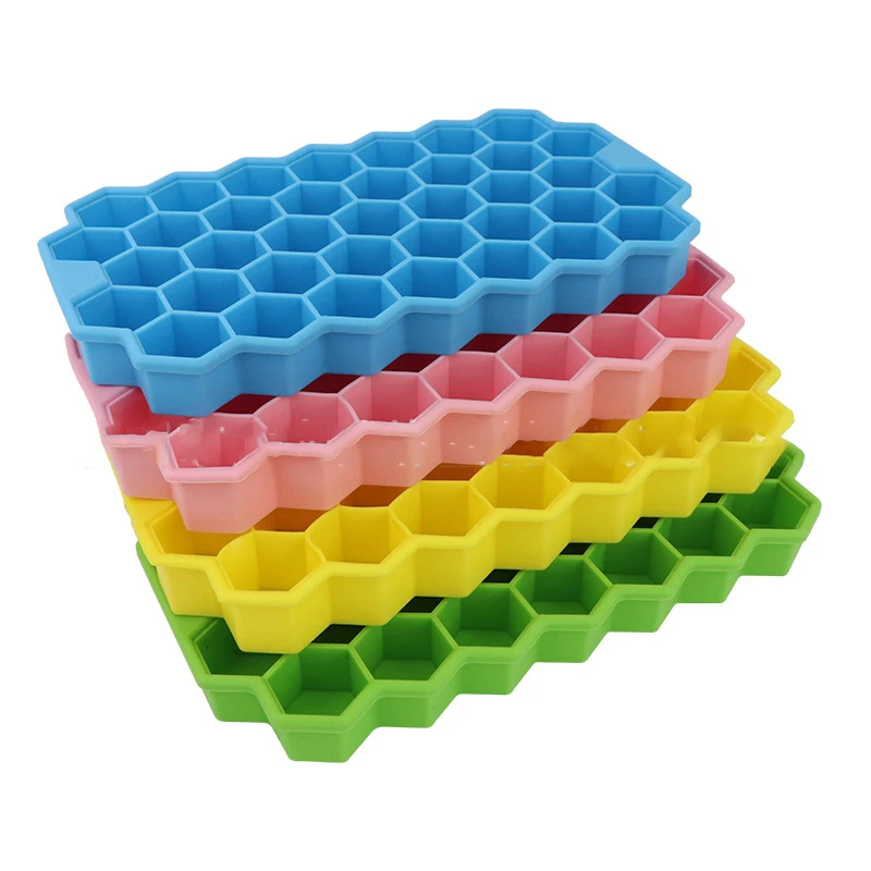 Ice Cube Tray Creative Hive-Shape Ice Box Reusable Silicone cooler Ice Mold with Lid Drink Fruit Juice Wine Freezer Box Summer
