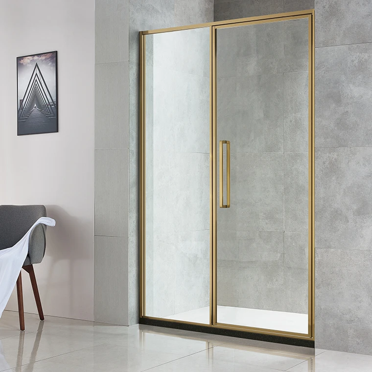 Hot sale gold bathroom sliding shower enclosures with tempered clear glass