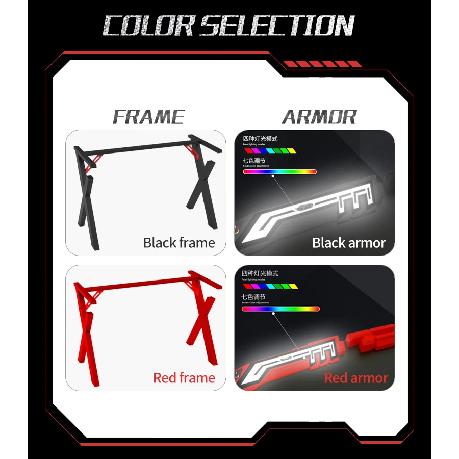 Factory Wholesale 120cm X-Shaped Red E-sports Gamer Gaming Desk With Led Custom Rgb Pc Computer Gaming Table