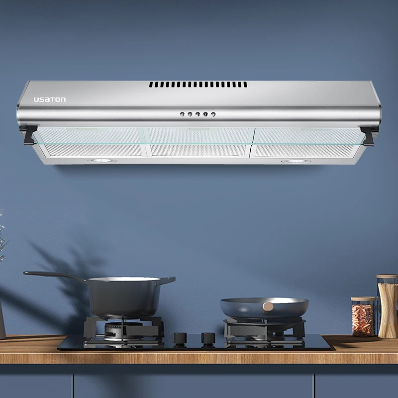 500-900mm modern fashionable design built-in slim kitchen household range hood with led light